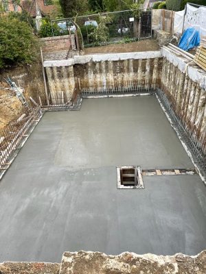 Long Crendon Basement Construction slab pour